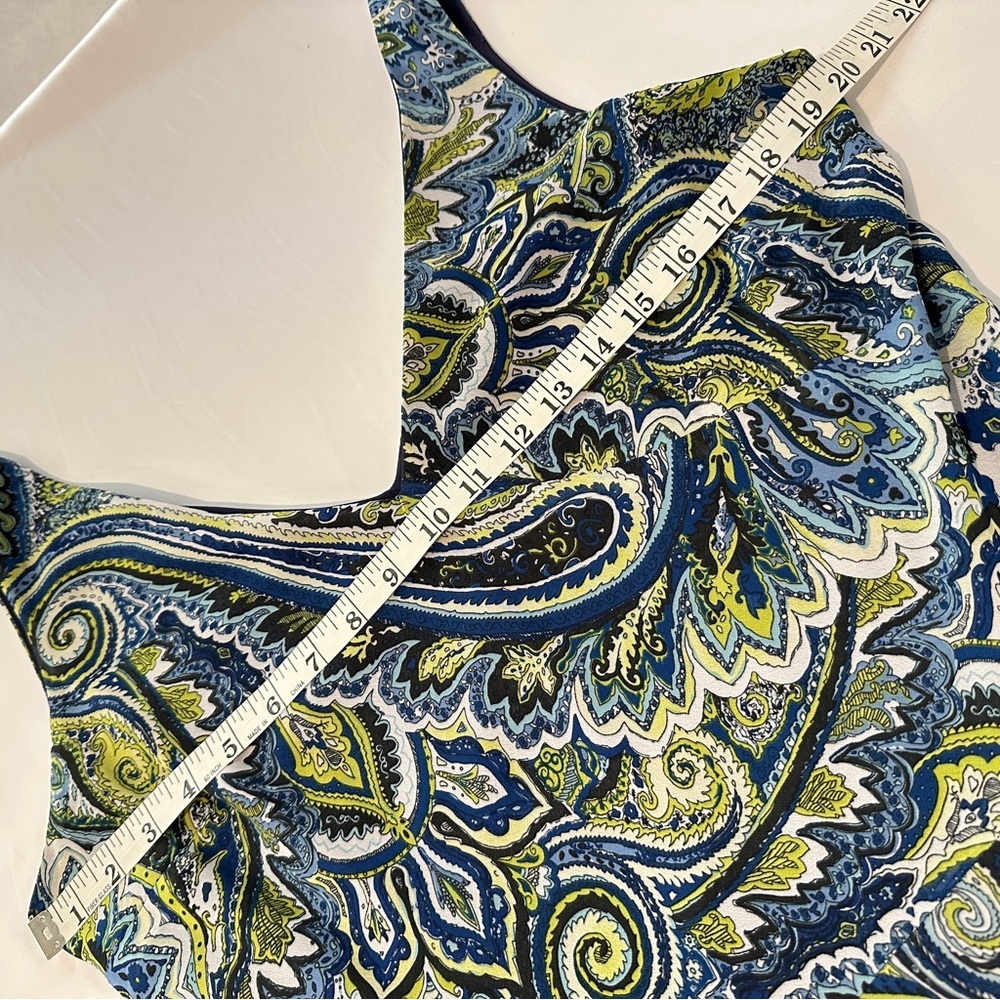 Evan Picone Paisley Print Tiered Skirt V Neck Lined Dress - Picture 7 of 10